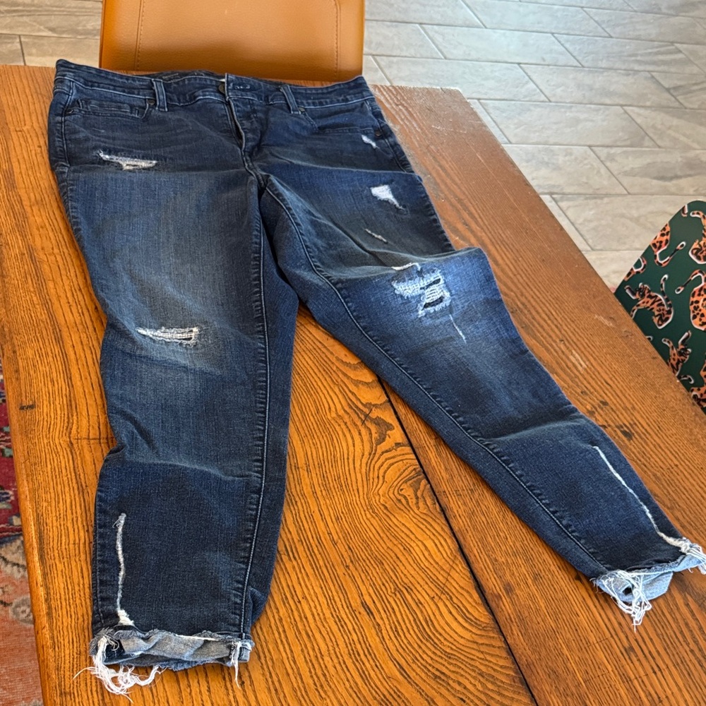 Lane Bryant Ripped Dark Blue Skinny Jeans